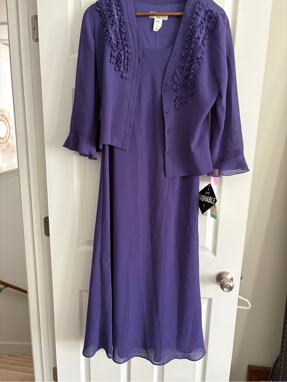 Elegant purple Women's Dress with Ruffled Jacket